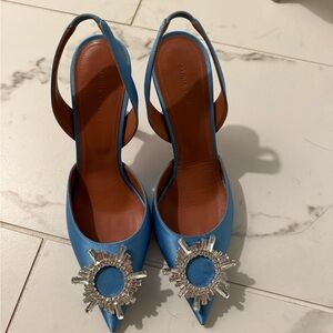 Amina Muaddi Blue Heels